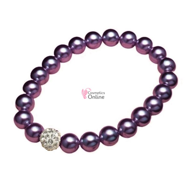 Bratara eleganta de mana BRM006SS cu perle din sticla Dark Purple